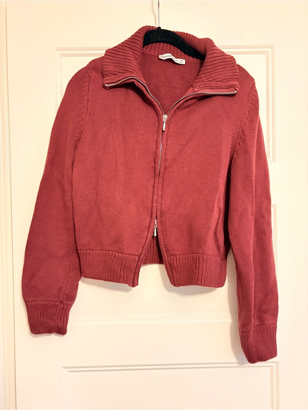 Abercrombie double zip sweater burgundy size medium